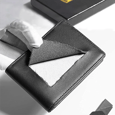 Slim portfel RFID męski | Etui na karty ze skóry | Czarny