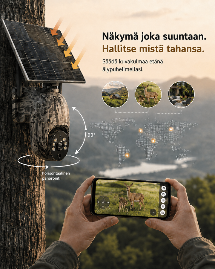 Bezprzewodowa kamera bezpieczeństwa zasilana energią słoneczną z 4G LTE lub Wi-Fi, 2K, PTZ, noktowizor