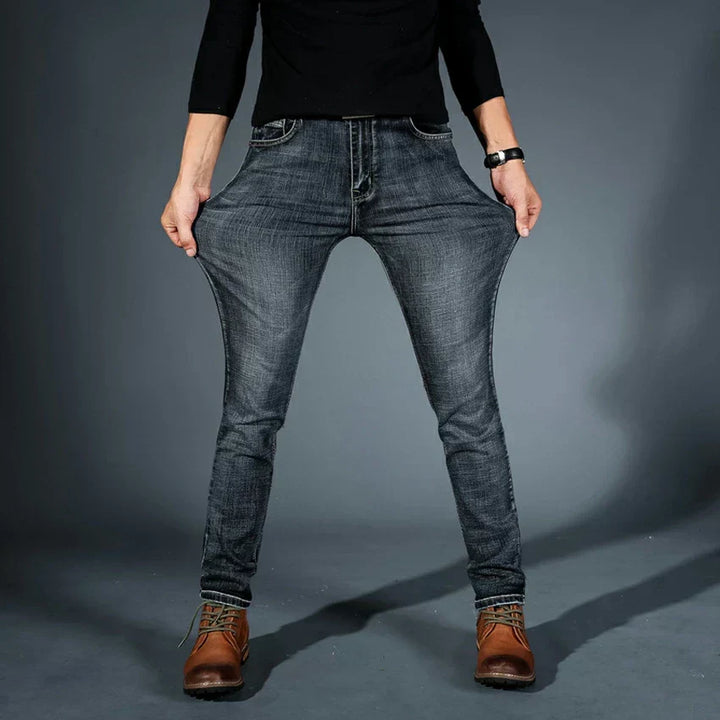 Meskie Jeansy W Stylu Slim Fit Z Elastycznego Denimu, Rozciagliwy Material, Uniwersalny Design
