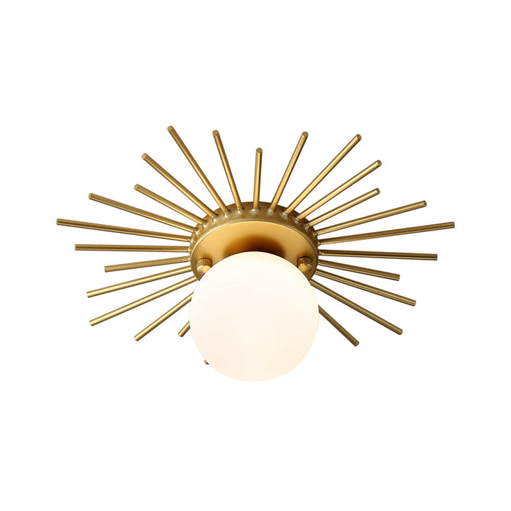 Kulista lampa sufitowa z kloszem z matowego szkła, minimalistyczna, 1-żarówkowa, montaż sufitowy w kolorze złotym