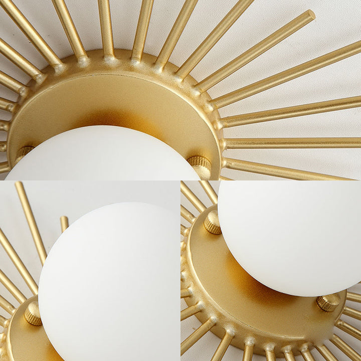 Kulista lampa sufitowa z kloszem z matowego szkła, minimalistyczna, 1-żarówkowa, montaż sufitowy w kolorze złotym