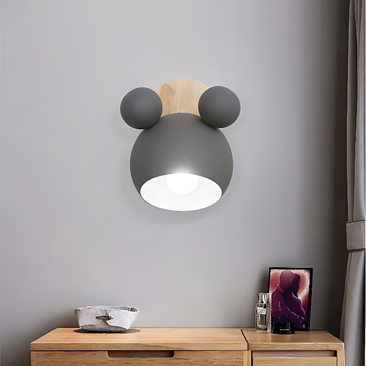 LumiMickey Kinkiet skandynawski | Urocza lampka LED w kształcie myszki do przytulnego pokoju dziecięcego i sali zabaw