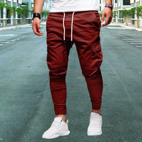 Męskie Spodnie Kargo Casual z Kieszeniami na Klapki