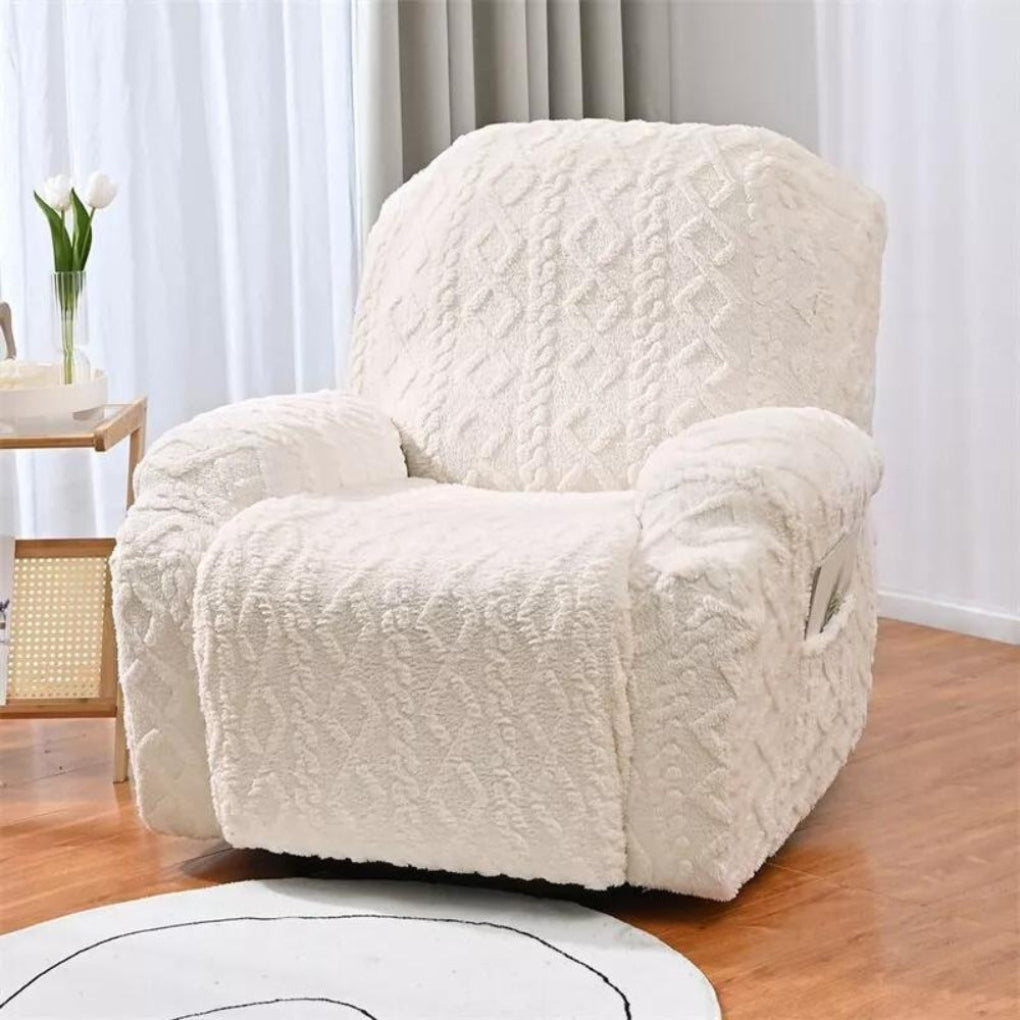 Miękki, Nieślizgający Się Zimowy Pluszowy Pokrowiec na Fotel Recliner