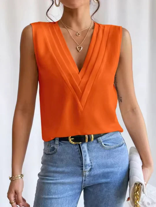 Elegancki Bezrękawnik V-Neck dla Kobiet Szykowna Prostota z Nutką Elegancji