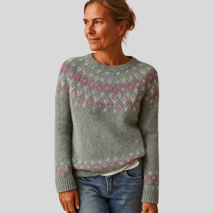 Sweter wełniany z nadrukiem dla kobiet