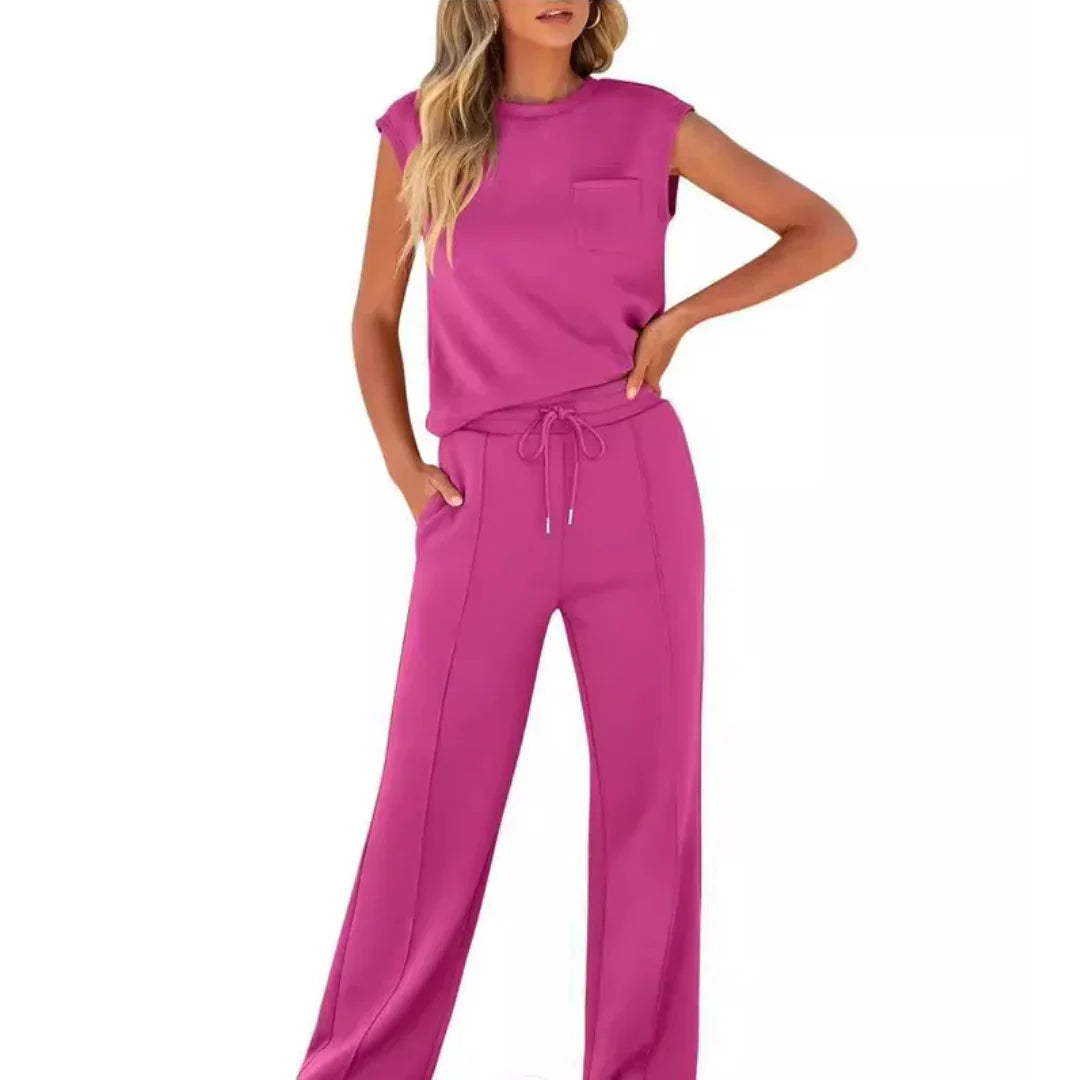 Damski zestaw oversize – casual na lato, odpowiedni do domu i na czas wolny