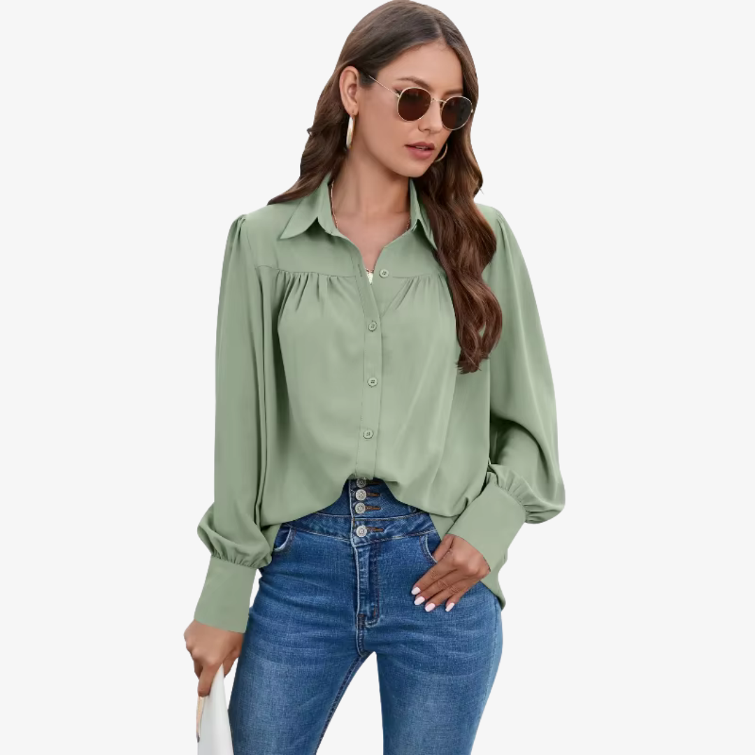Elegancka bluzka chiffon z lampionowymi rękawami
