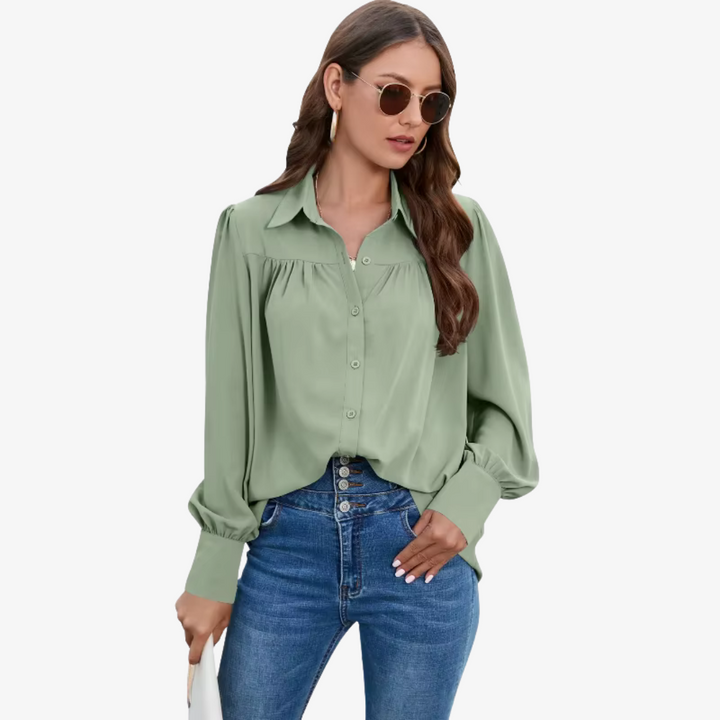 Elegancka bluzka chiffon z lampionowymi rękawami