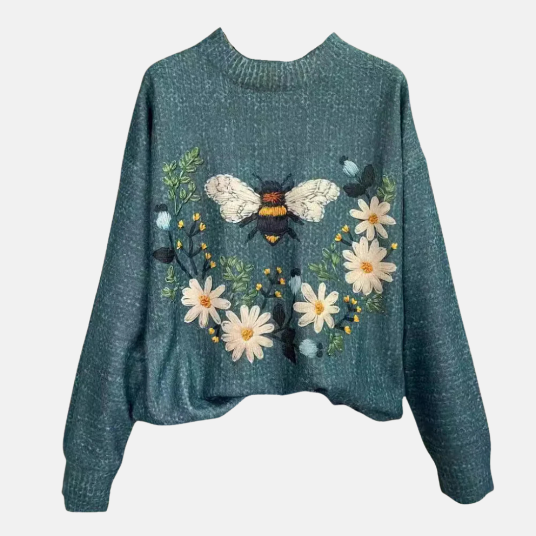 Sweter z 3D Kwiatowym Wzorem