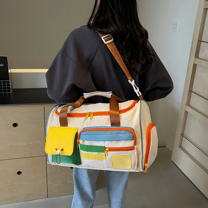 Lekka torba podróżna w kolorowe bloki - FlexaBag
