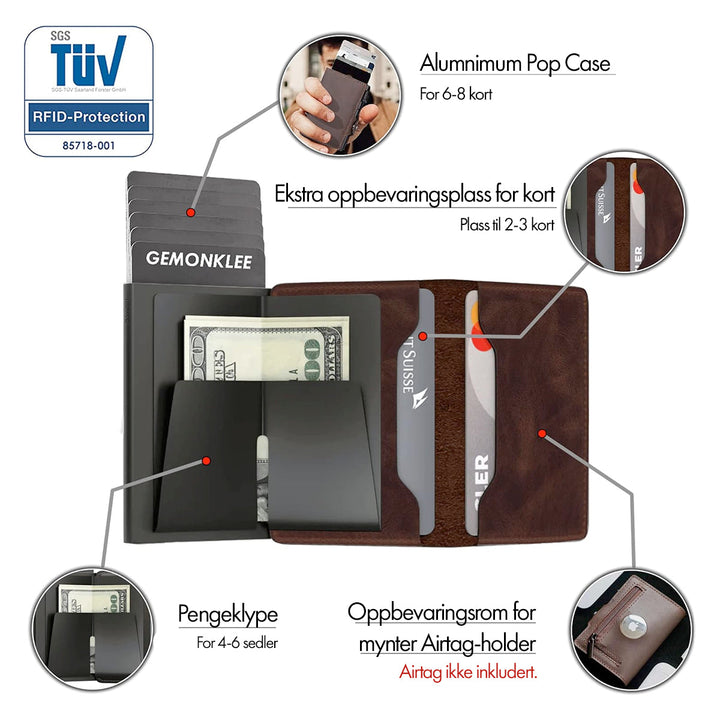 Portfel RFID z podwójnymi wysuwanymi kieszeniami z aluminium