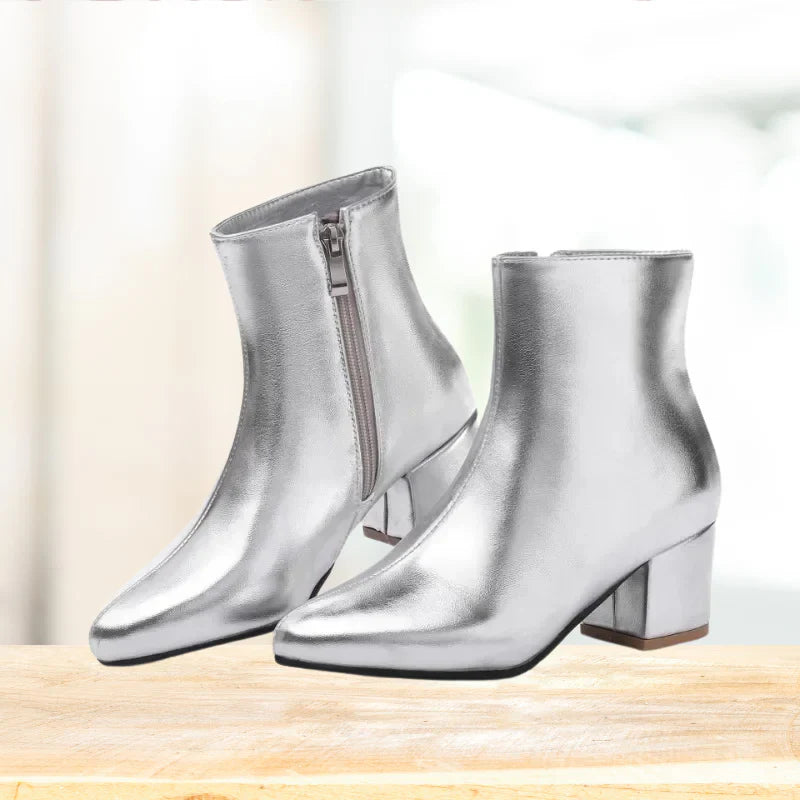 Stylowe Srebrne Botki Ankle dla Kobiet