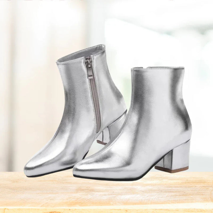 Stylowe Srebrne Botki Ankle dla Kobiet