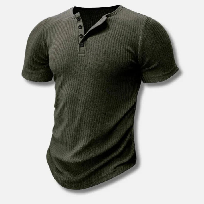 Slim-Fit Henley T-Shirt dla mężczyzn z zapięciem na przycisk