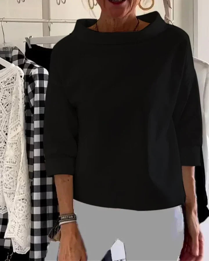 Casual Top z Szerokimi Rewersami i Polówką dla Stylowego Wyglądu