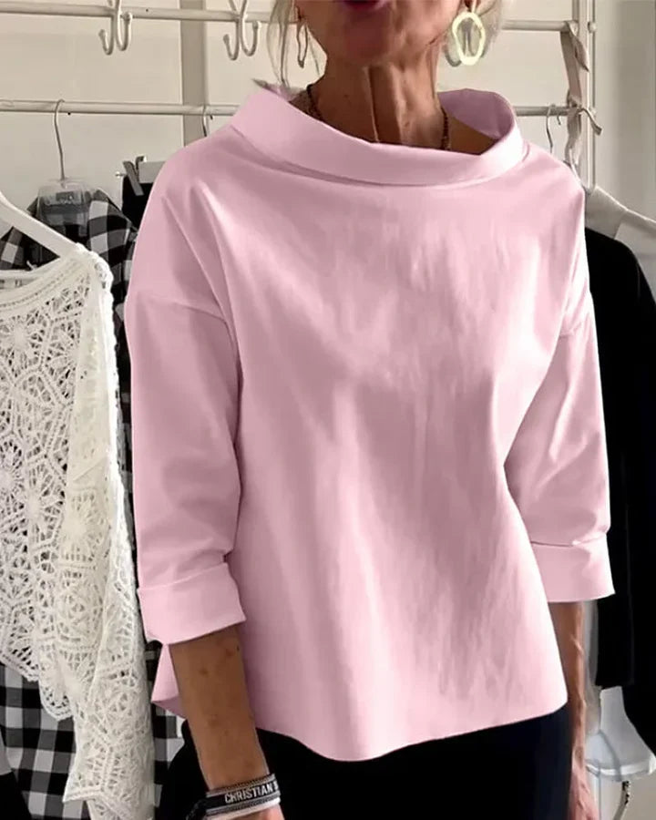 Casual Top z Szerokimi Rewersami i Polówką dla Stylowego Wyglądu