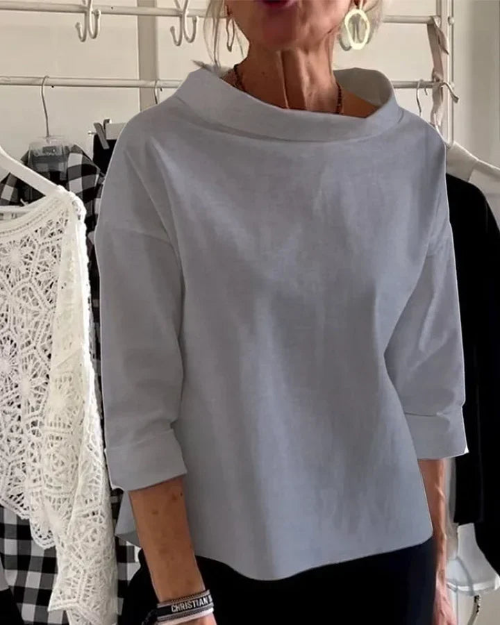Casual Top z Szerokimi Rewersami i Polówką dla Stylowego Wyglądu