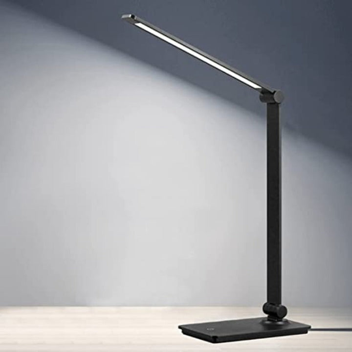 Lampka biurkowa LED, lampka biurkowa z dotykowym sterowaniem i 3 poziomami jasności, ściemnialna lampa biurowa z regulowanym ramieniem, składana lampa stołowa do biurka, sypialni, szafki nocnej, gabinetu