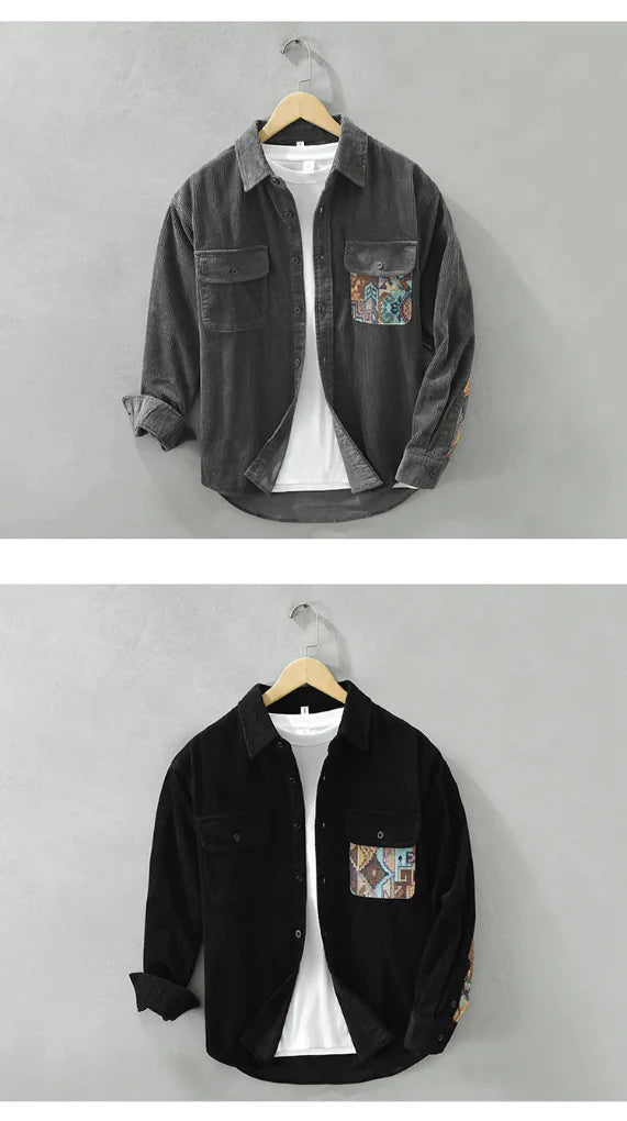 Męska Vintage Długa Koszula z Rękawem  Klasyczny Styl z Timeless Appeal