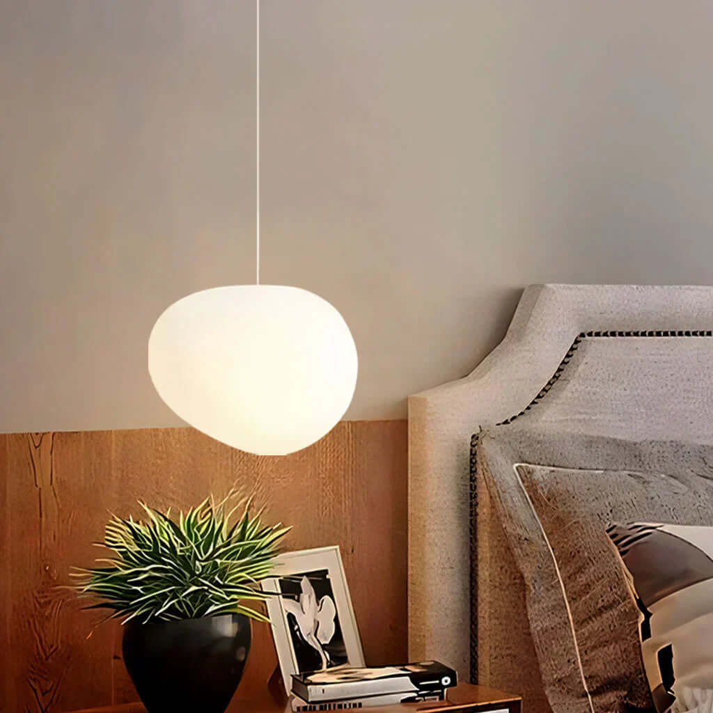 Lampa wisząca z białego kamienia - nowoczesna i minimalistyczna