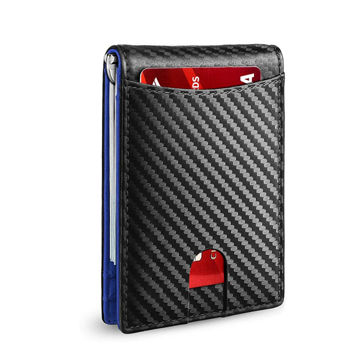 Slim portfel RFID męski | Etui na karty ze skóry | Czarny