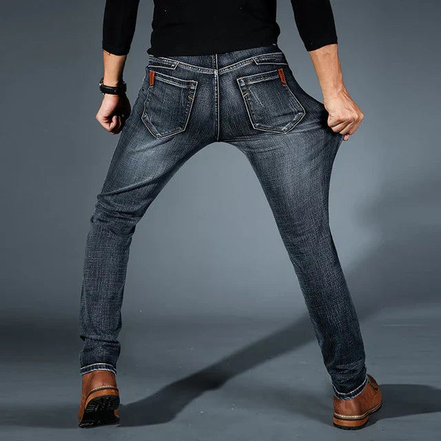 Meskie Jeansy W Stylu Slim Fit Z Elastycznego Denimu, Rozciagliwy Material, Uniwersalny Design