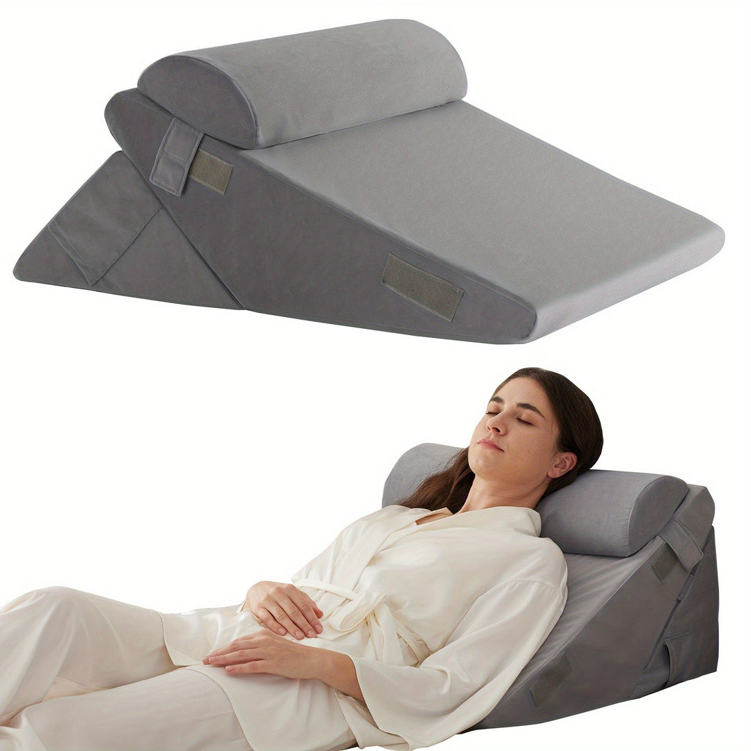 Regulowana Ortopedyczna Poduszka Klinowa RelaxPlus - Premium System Wsparcia z Pianki Memory 7 w 1