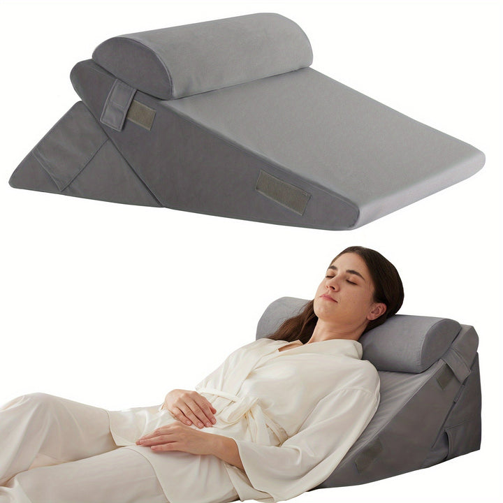 Regulowana Ortopedyczna Poduszka Klinowa RelaxPlus - Premium System Wsparcia z Pianki Memory 7 w 1