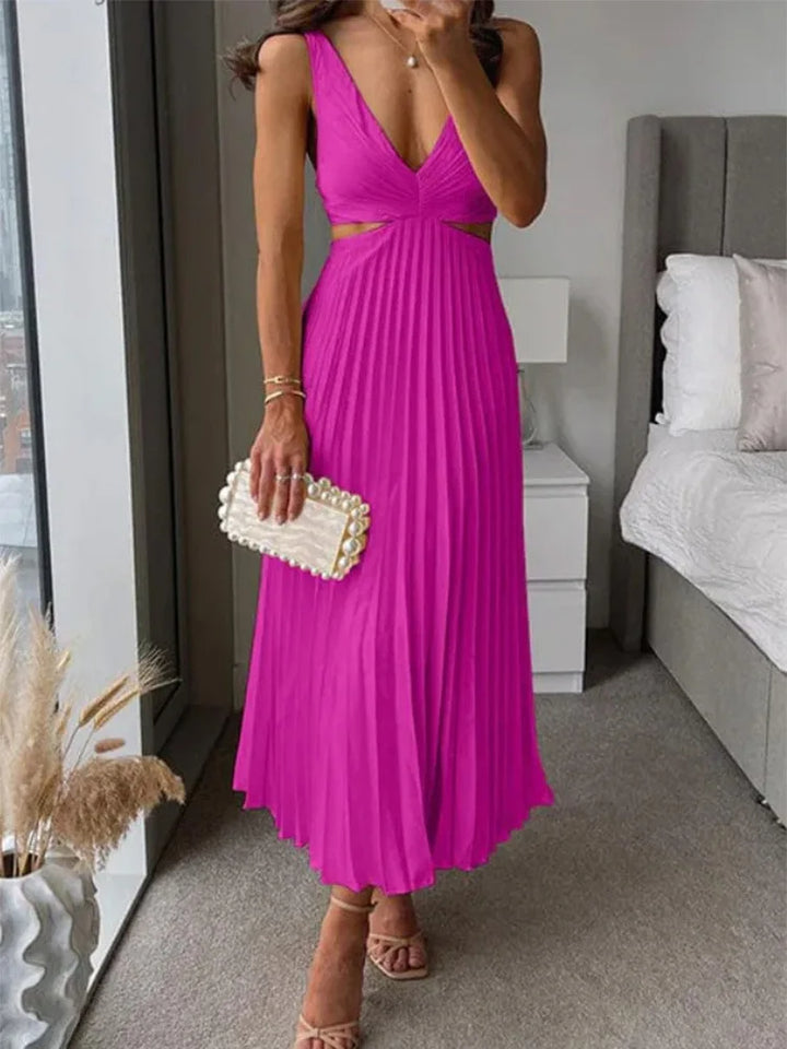 Elegancka Sukienka Bez Rękawów z Otwarty Plecami Graceful Sophistication na Ciepłe Pory Roku