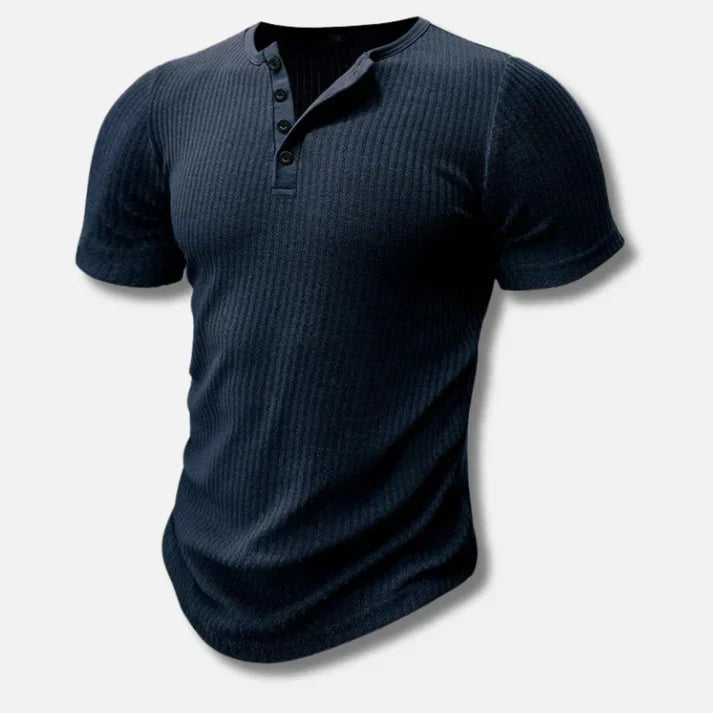 Slim-Fit Henley T-Shirt dla mężczyzn z zapięciem na przycisk
