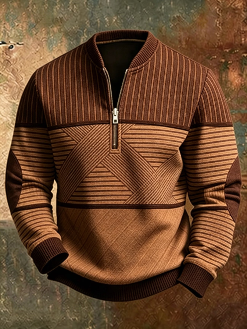 Stylowy sweter męski z krótkim zamkiem