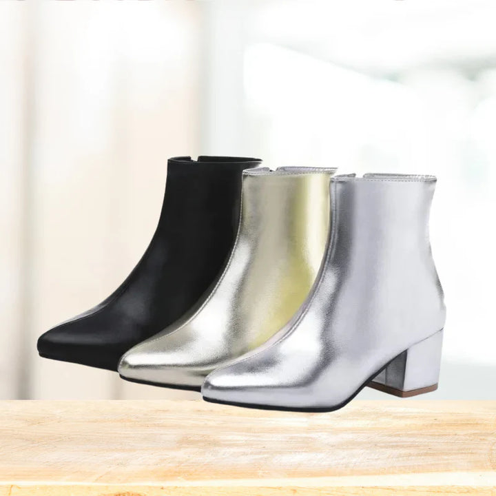 Stylowe Srebrne Botki Ankle dla Kobiet