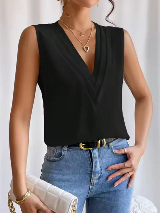 Elegancki Bezrękawnik V-Neck dla Kobiet Szykowna Prostota z Nutką Elegancji