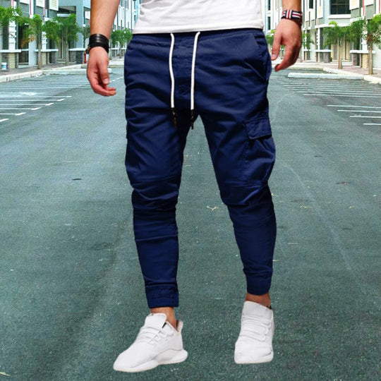 Męskie Spodnie Kargo Casual z Kieszeniami na Klapki