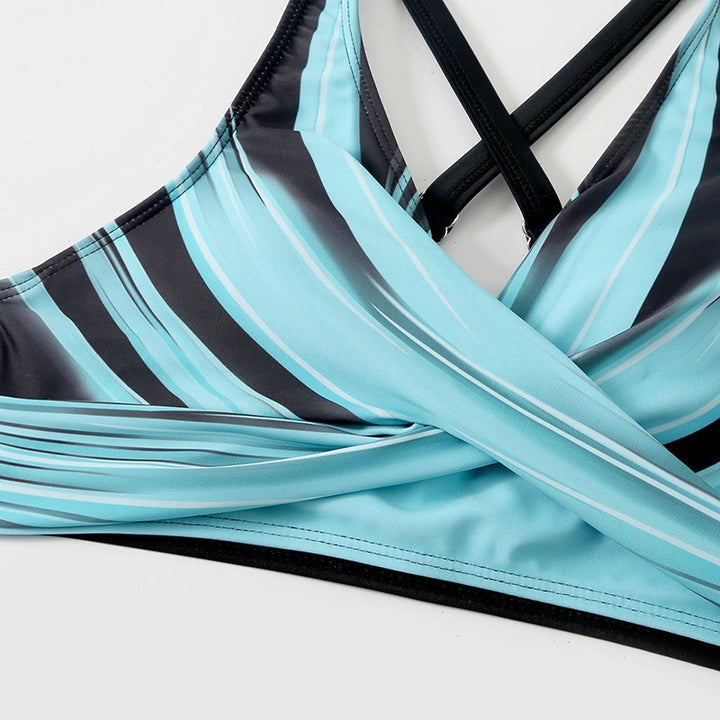 Zestaw Bikini z Wysoką Talią i Modnym Wzorem