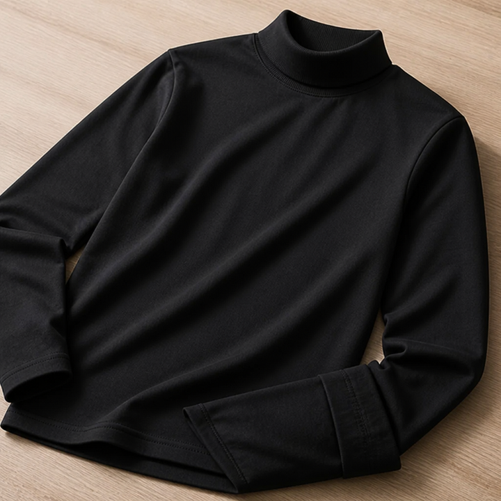 Męska koszulka slim fit z długim rękawem i wysokim, odwijanym kołnierzem