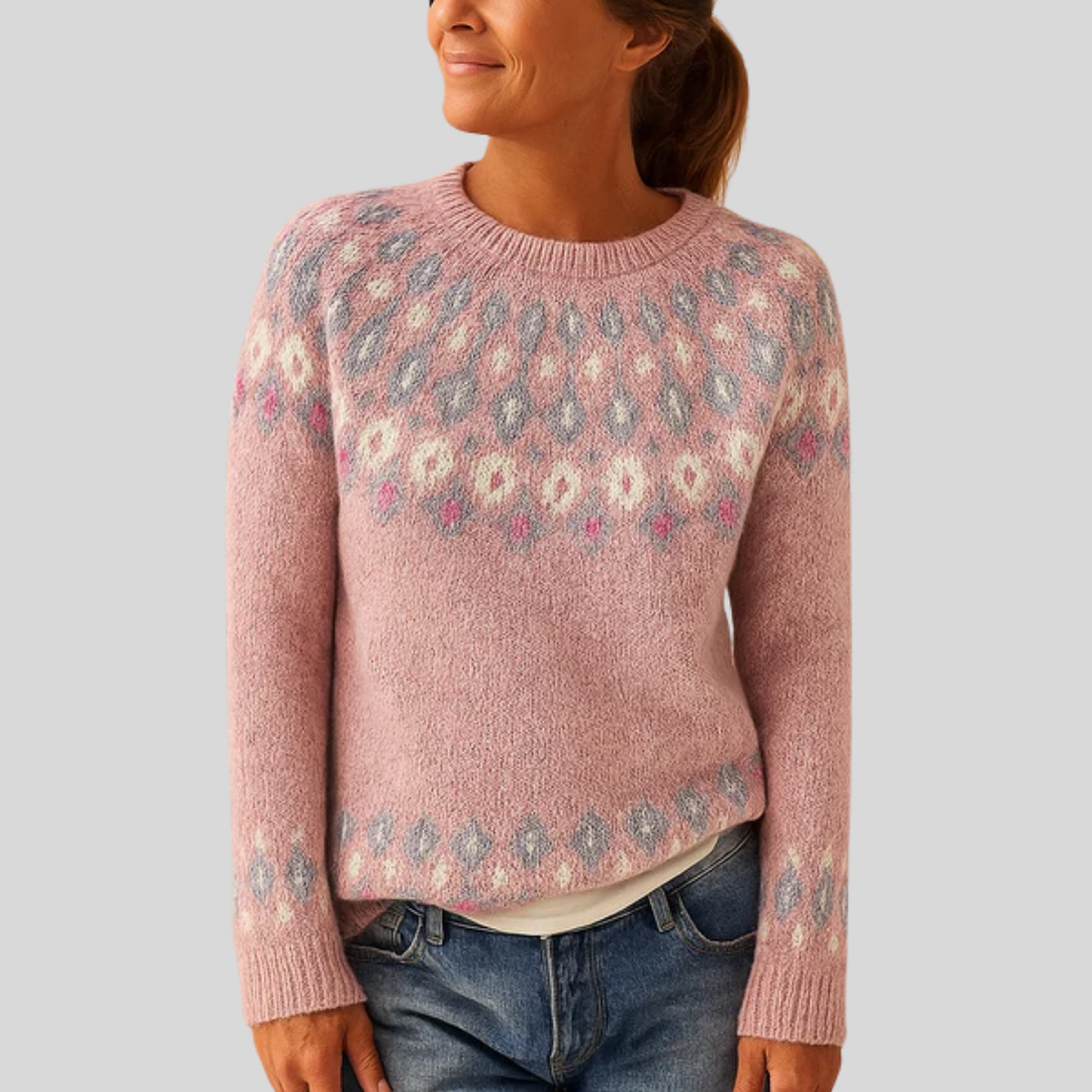 Sweter wełniany z nadrukiem dla kobiet