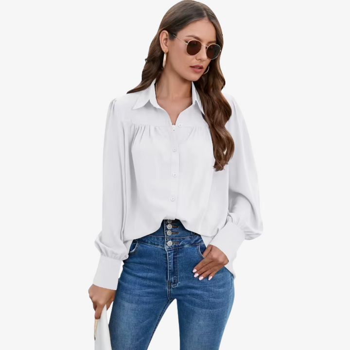 Elegancka bluzka chiffon z lampionowymi rękawami