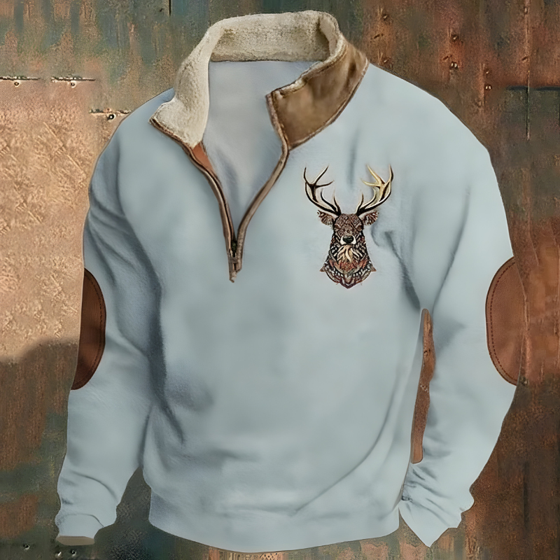 Roan™ | Casualowy haftowany sweter half zip