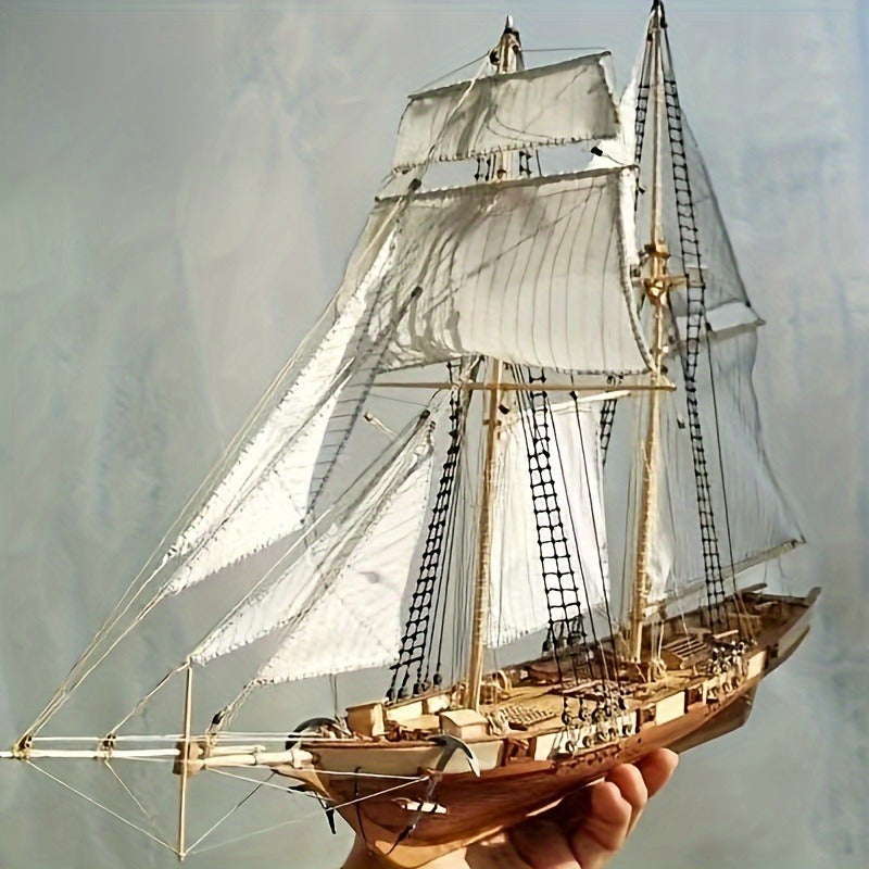 Klasyczny drewniany model żaglowca – szczegółowe puzzle 3D dla miłośników statków