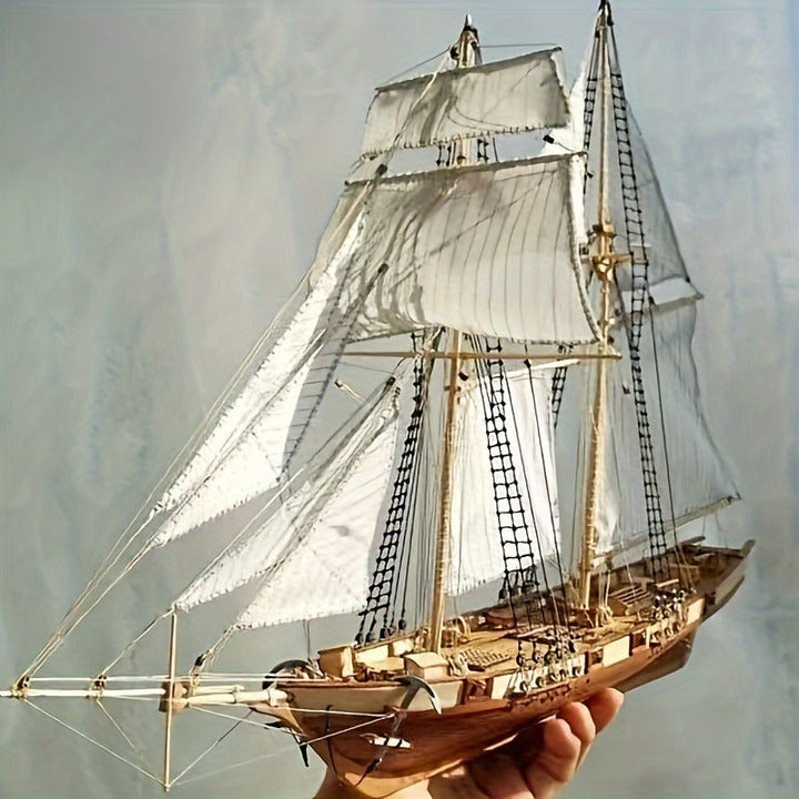 Klasyczny drewniany model żaglowca – szczegółowe puzzle 3D dla miłośników statków