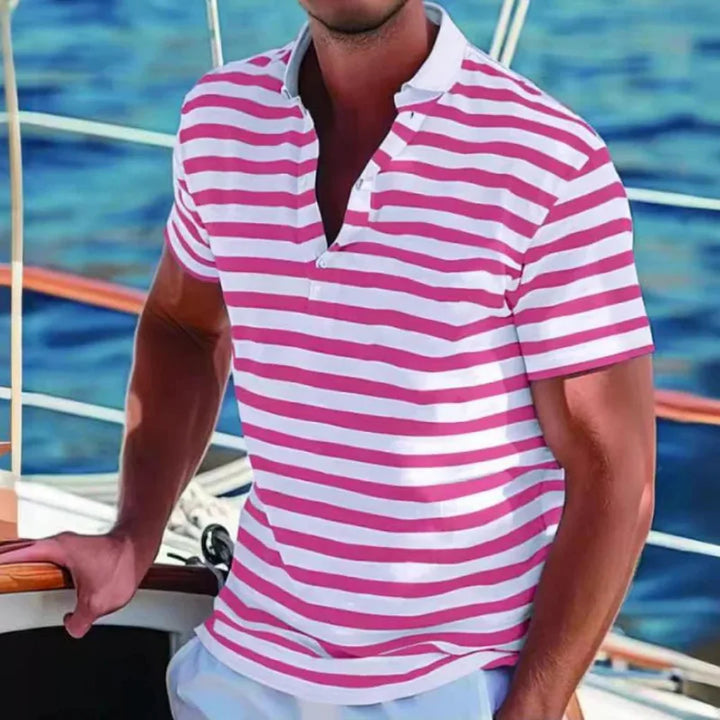 Retro Pasiasty Polo dla Mężczyzn