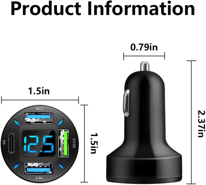 Ładowarka samochodowa 66W Super Szybkie Ładowanie z USB PD i QC 3.0 – uniwersalna do gniazda zapalniczki 12-24V