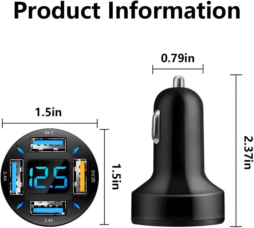 Ładowarka samochodowa 66W Super Szybkie Ładowanie z USB PD i QC 3.0 – uniwersalna do gniazda zapalniczki 12-24V