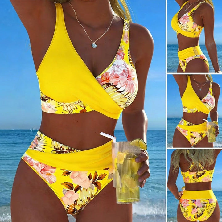 Womens Color-Block Casual Bikini Set