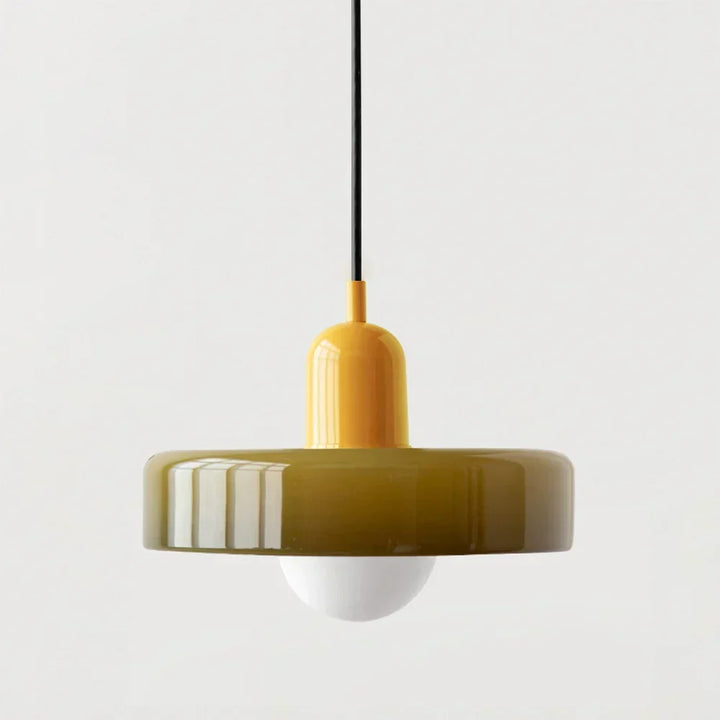 Lampa wisząca Bauhaus z witrażowego szkła