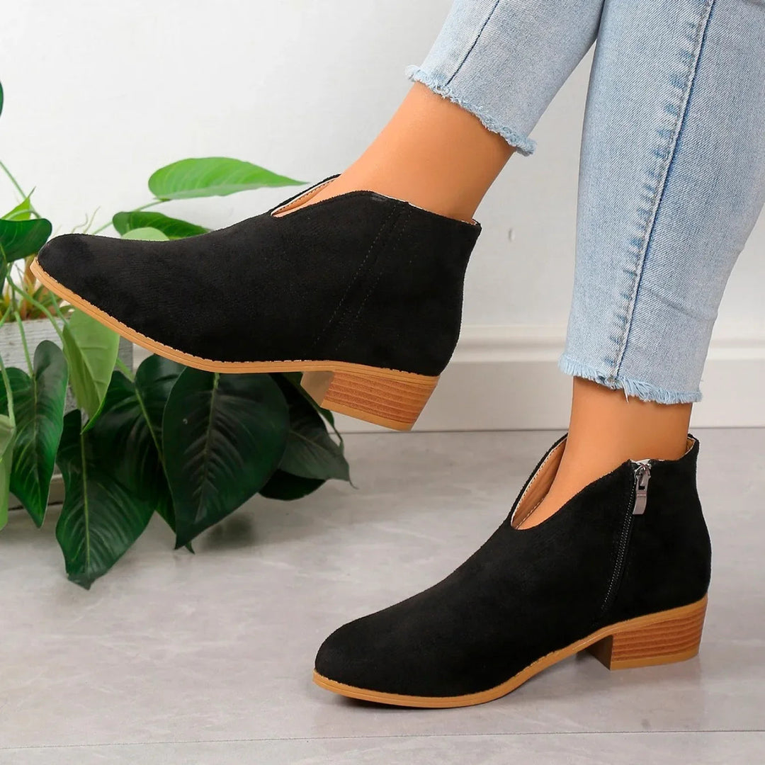 Stylowe Zamszowe Botki Damskie