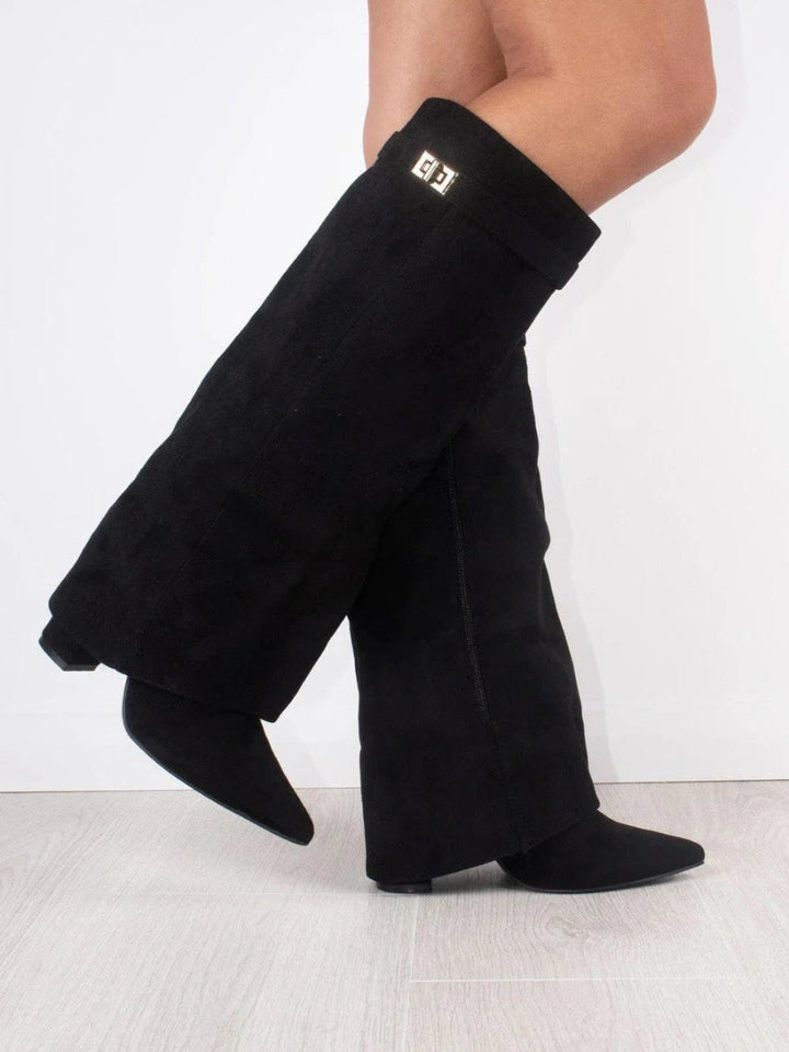 Wysokie Buty Zamszowe z Obcasem