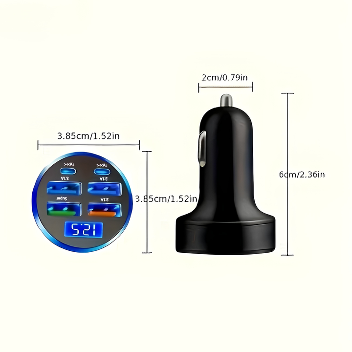 Szybka przenośna ładowarka samochodowa 100 W z dwoma portami USB